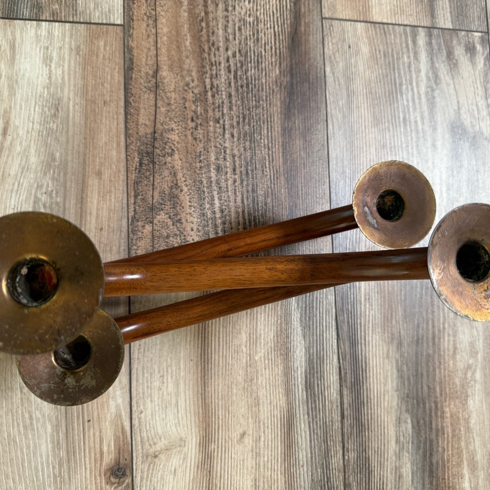 Mid-Century Danish Walnut & Brass Articulating Candle Holder - Picture 10 of 15